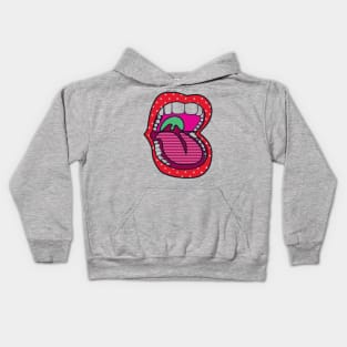 Open Mouth Showing Teeth And Tongue Kids Hoodie